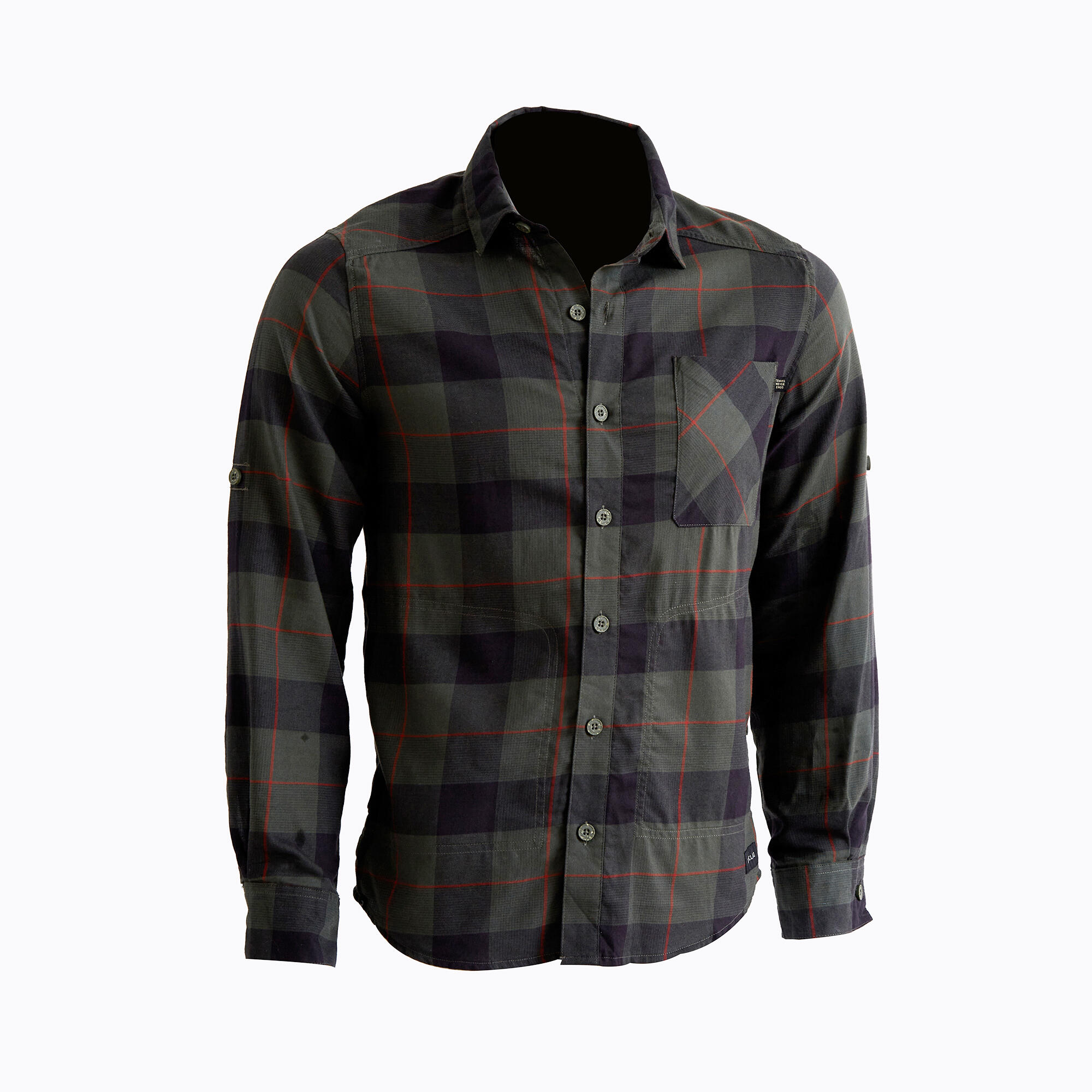 Men Checked Full Sleeve Light Flannel Shirt Dark Green - Travel 500
