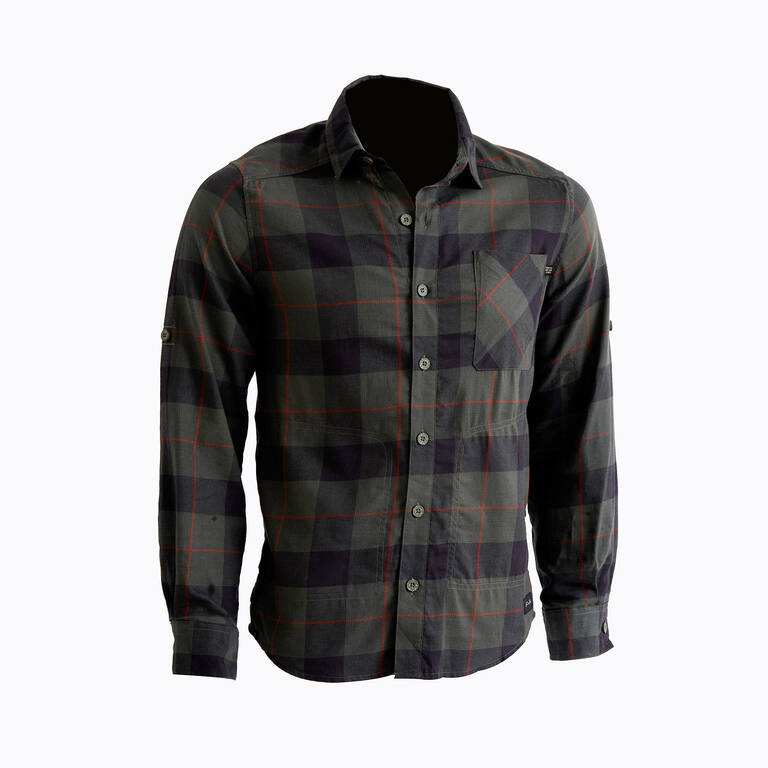 Checked Full Sleeve Light Flannel Shirt Dark Green - Travel 500