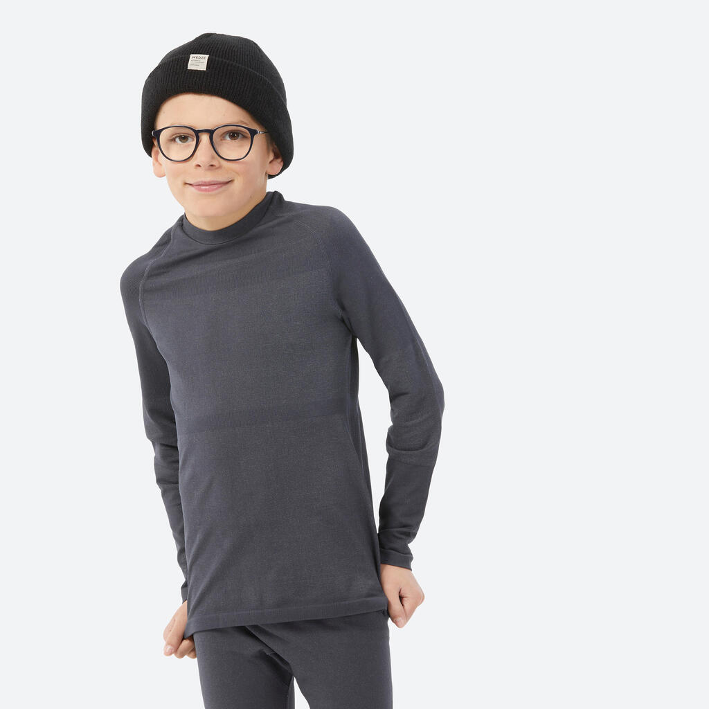 Kids’ BL100 seamless thermal base layer ski trousers  - grey