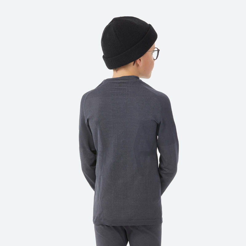 Pantaloni termici sci bambino 100 SEAMLESS grigi