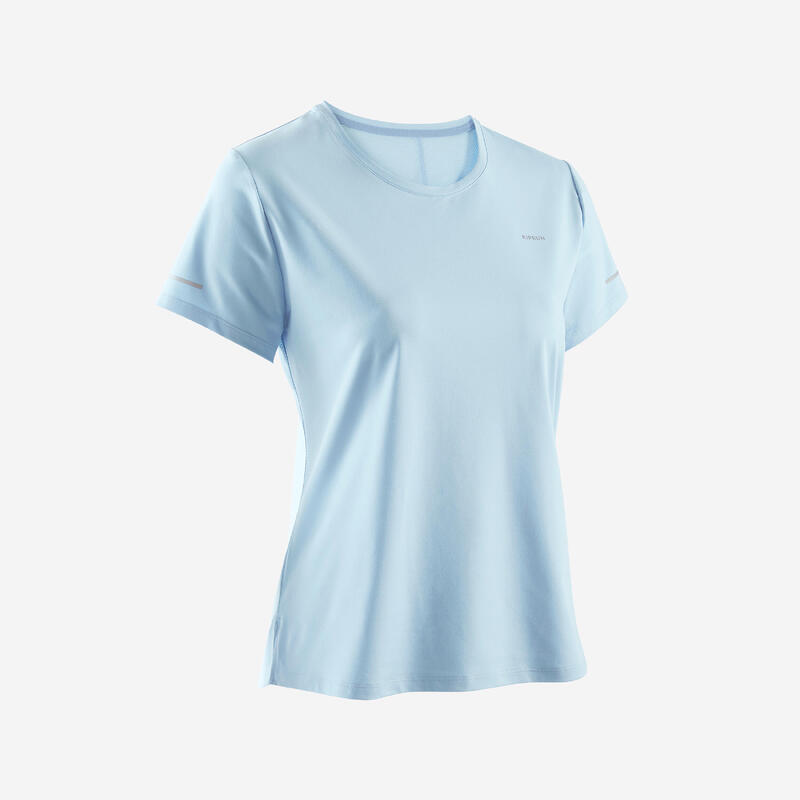 T-shirt running respirant femme - kiprun run 500 dry bleu ciel