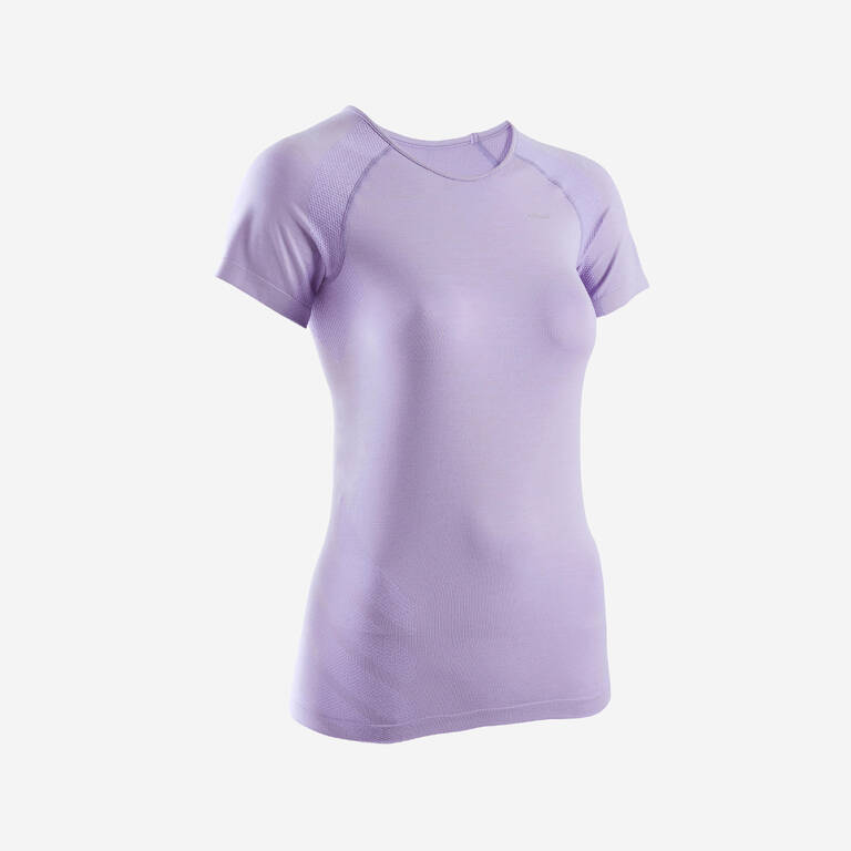 Women's Seamless Running&Trail Running T-Shirt-KIPRUN Run 500 Comfort -purple