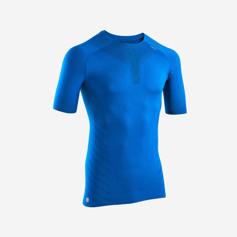 男款舒適親膚無縫跑步 T 恤 Run 500－亮藍