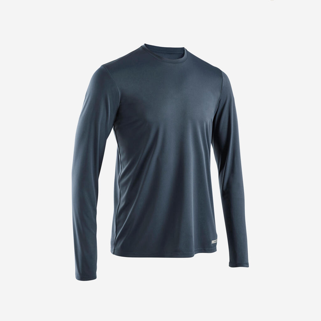 T-shirt manches longues de running anti-uv homme - kiprun dry 500 uv bleu gris