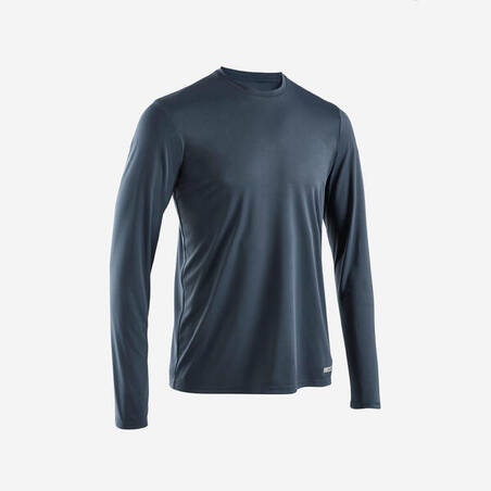 Men's Running Long-Sleeved T-Shirt Anti-UV - KIPRUN Dry 500 UV Blue Grey