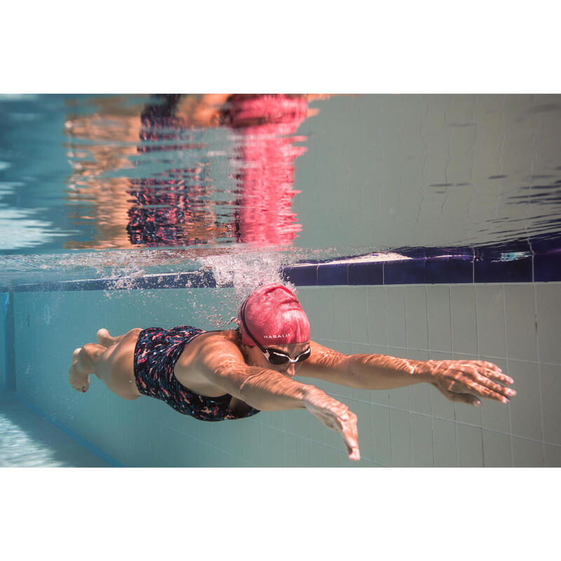 Bonnet de Bain en Silicone - Taille Unique - Geo Rouge Rose