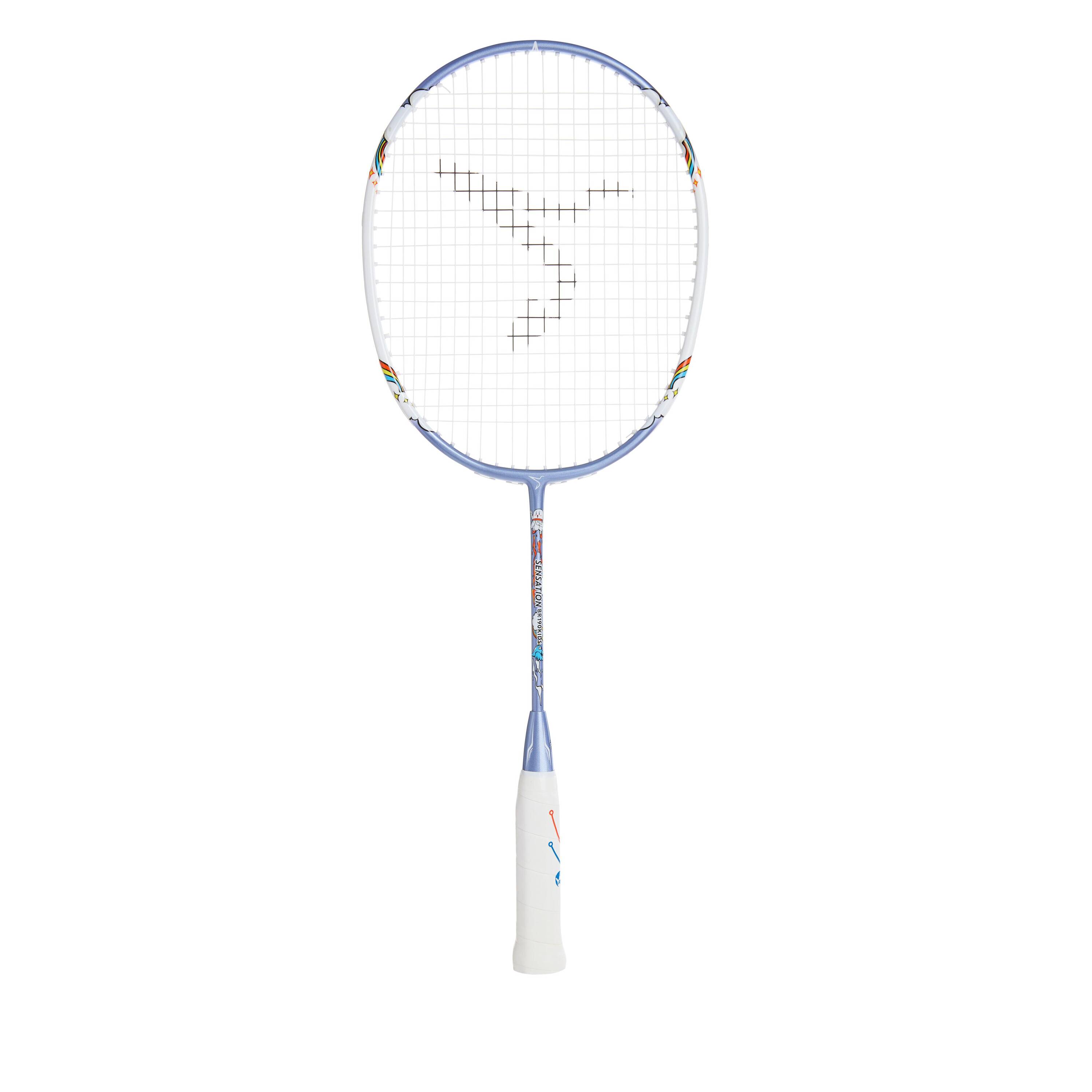 Kids Badminton Racket 77g Light Weight Isometric Frame White/Blue -  1