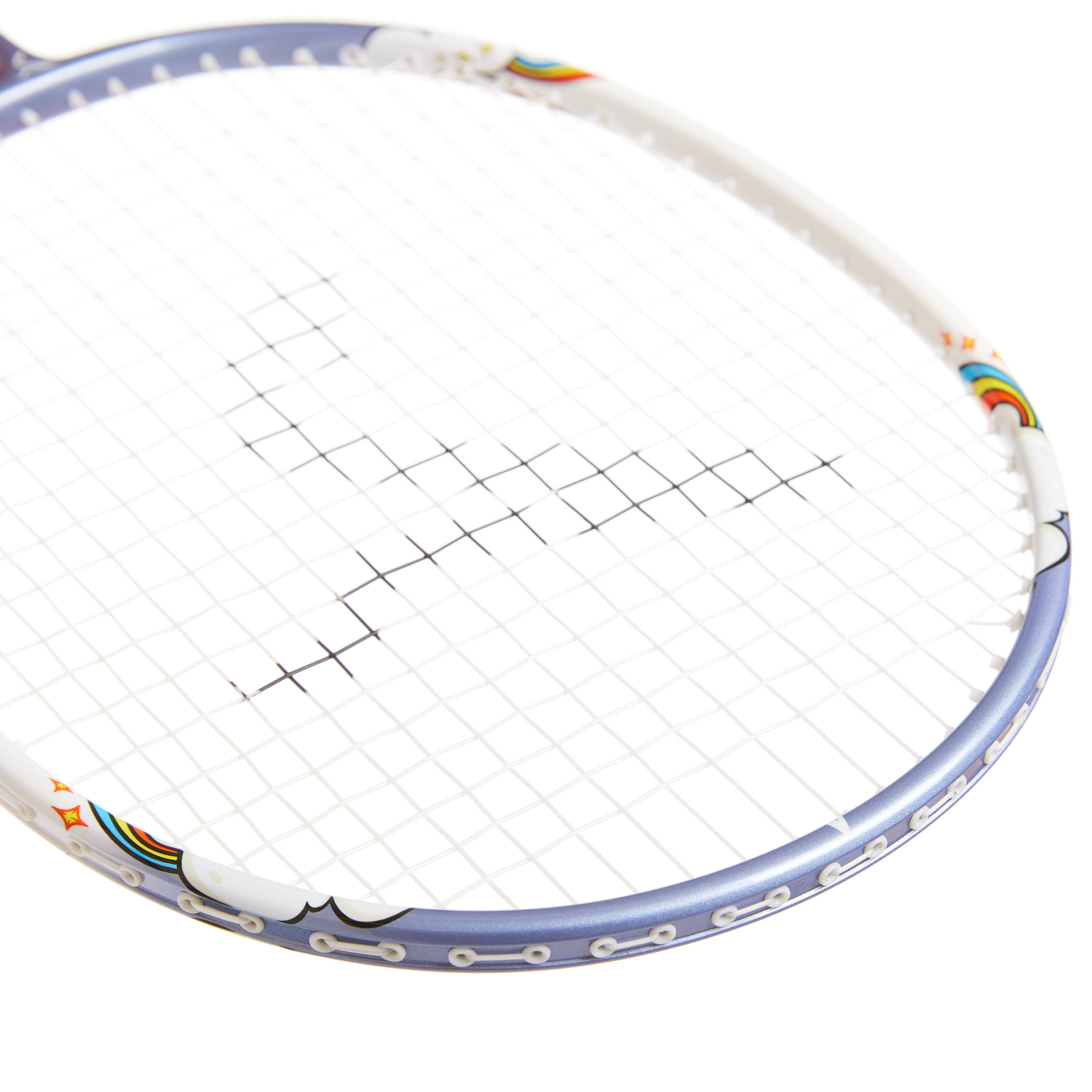 Kids Badminton Racket 77g Light Weight Isometric Frame White/Blue -  3