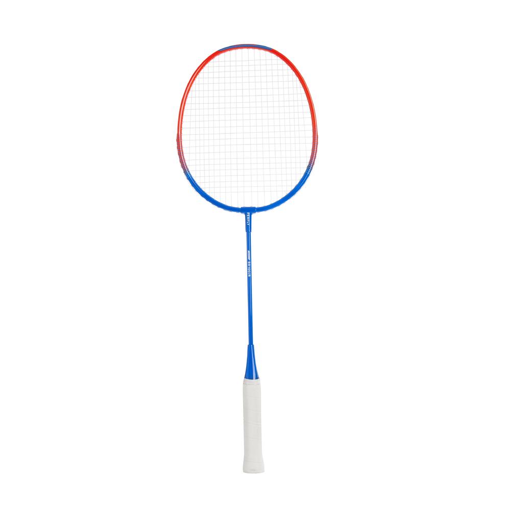 Detská bedmintonová raketa BR100 hliníková 90 g modro-červená