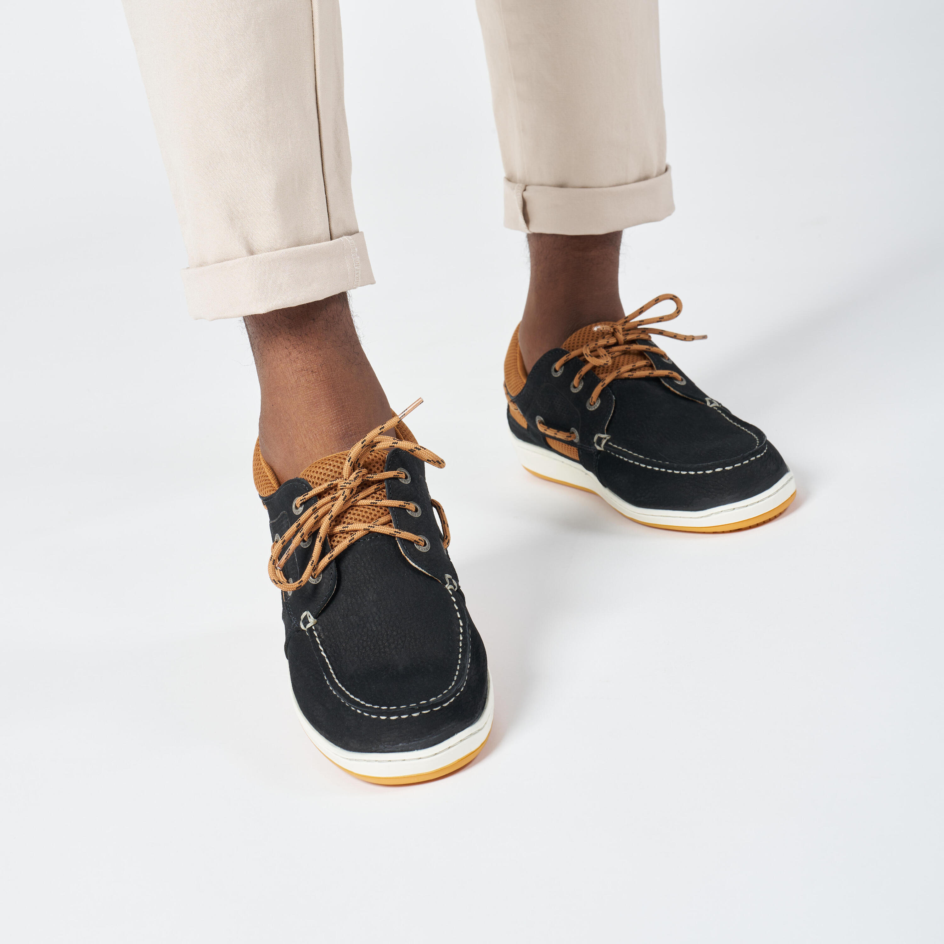 Men's Leather Boat Shoes Clipper Black 4/7