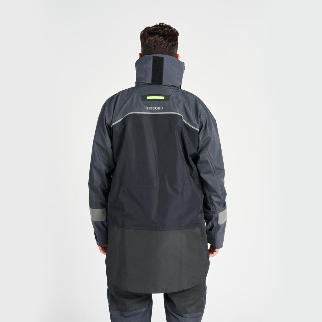 Men's sailing long shell jacket - Offshore Pro SERIES carbon grey