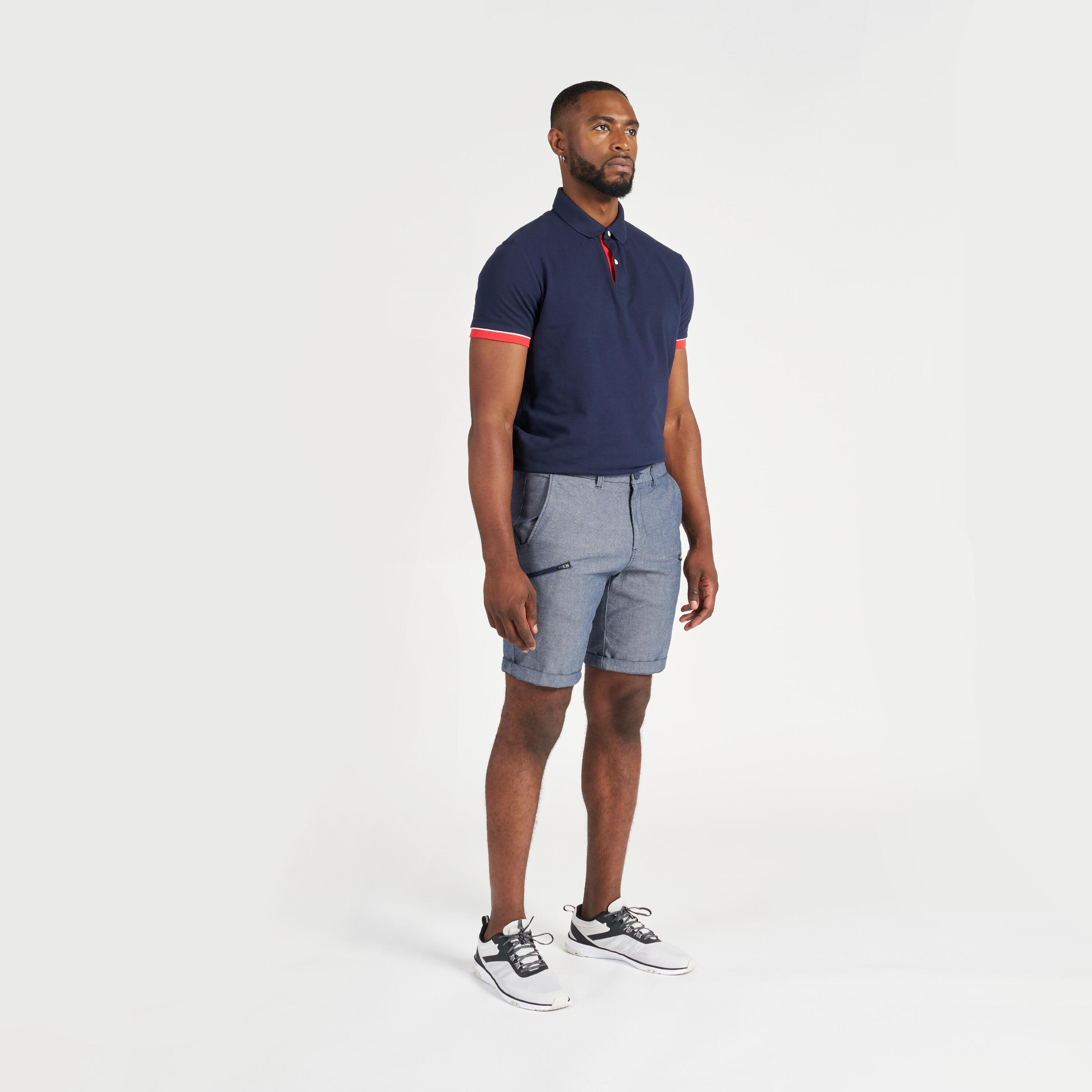 Zeilbermuda voor heren Sailing 100 blauw grijs 10/10