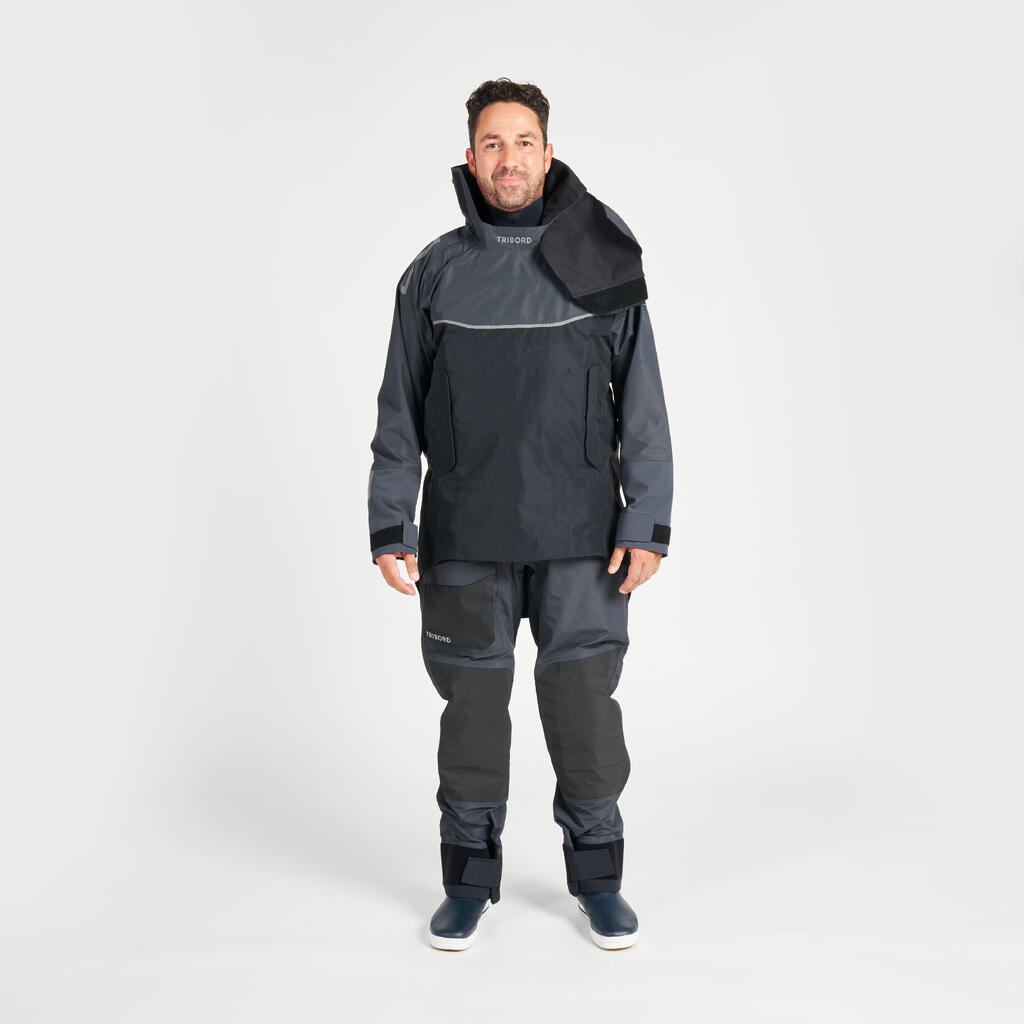 Men's sailing long shell jacket - Offshore Pro SERIES carbon grey