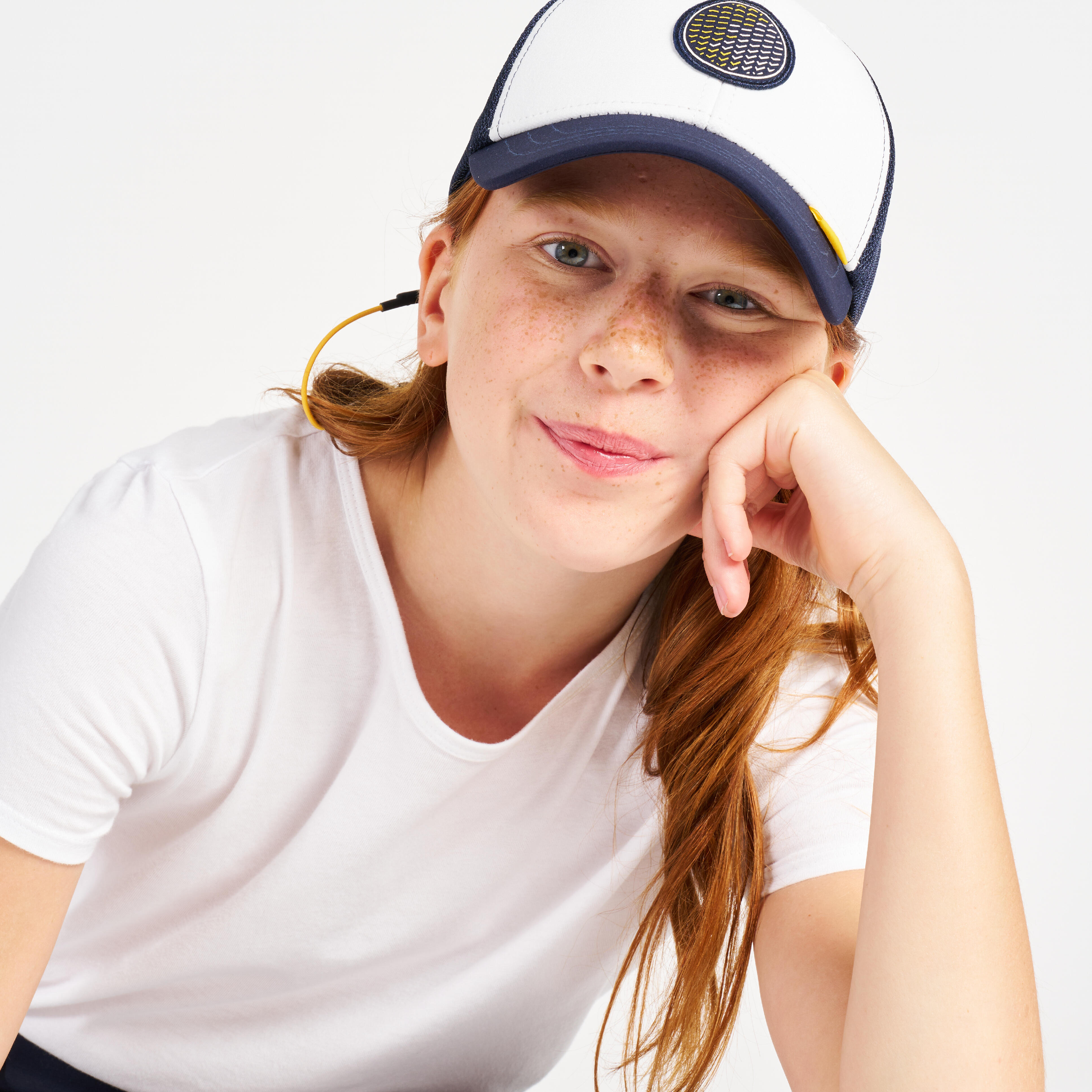 Kids' sailing cap Sailing 500 Ecru blue