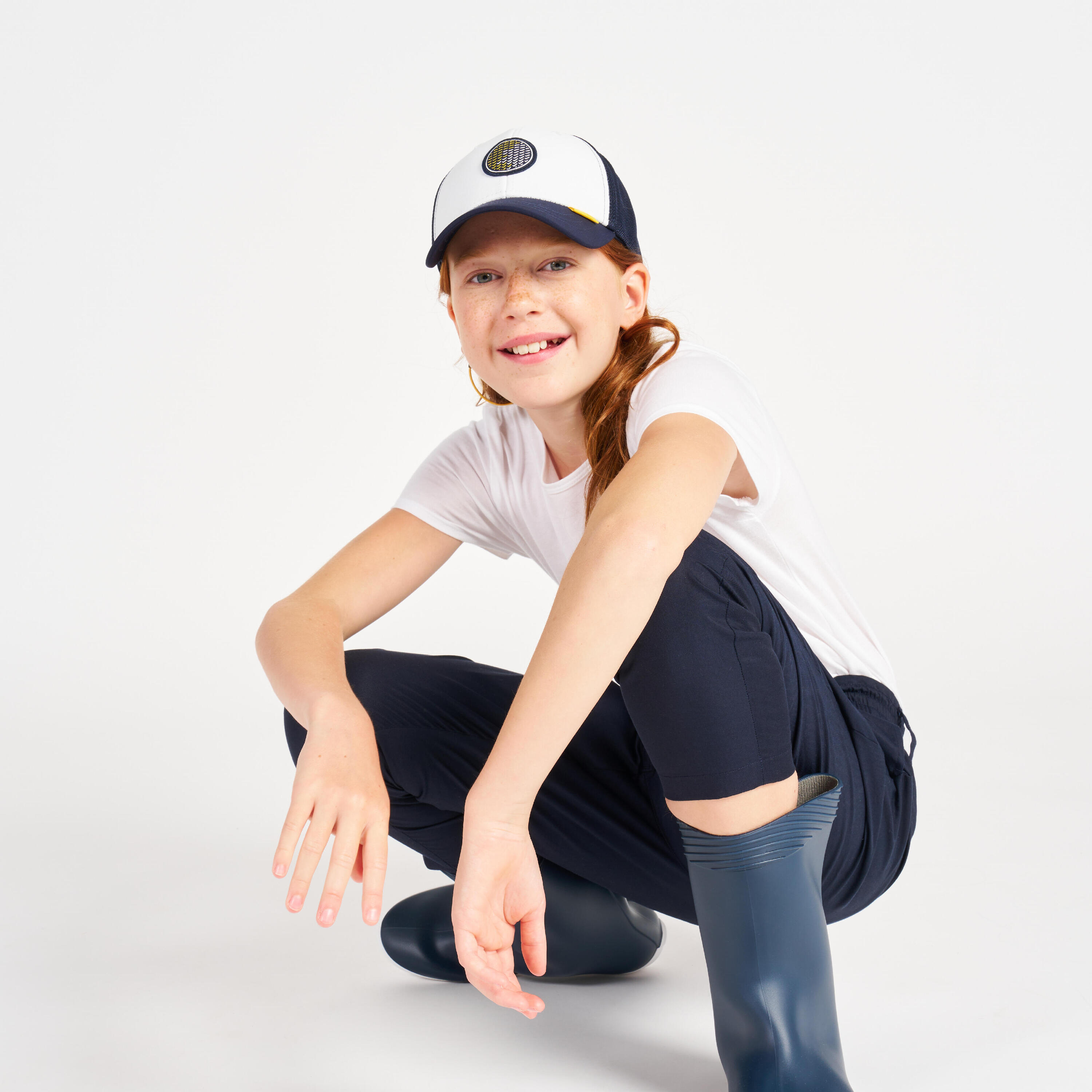 Kids' sailing cap Sailing 500 Ecru blue 12/12