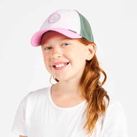 Rožnata in siva jadralna kapa s šiltom 500 za otroke