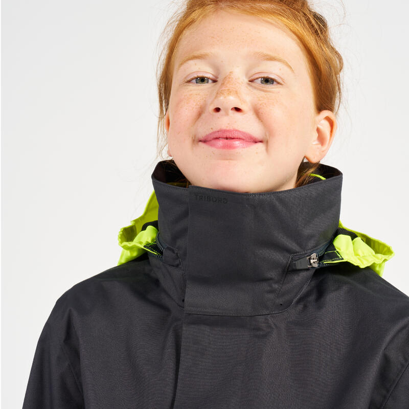 Veste de quart imperméable coupe-vent de voile Enfant SAILING 300 Gris foncé