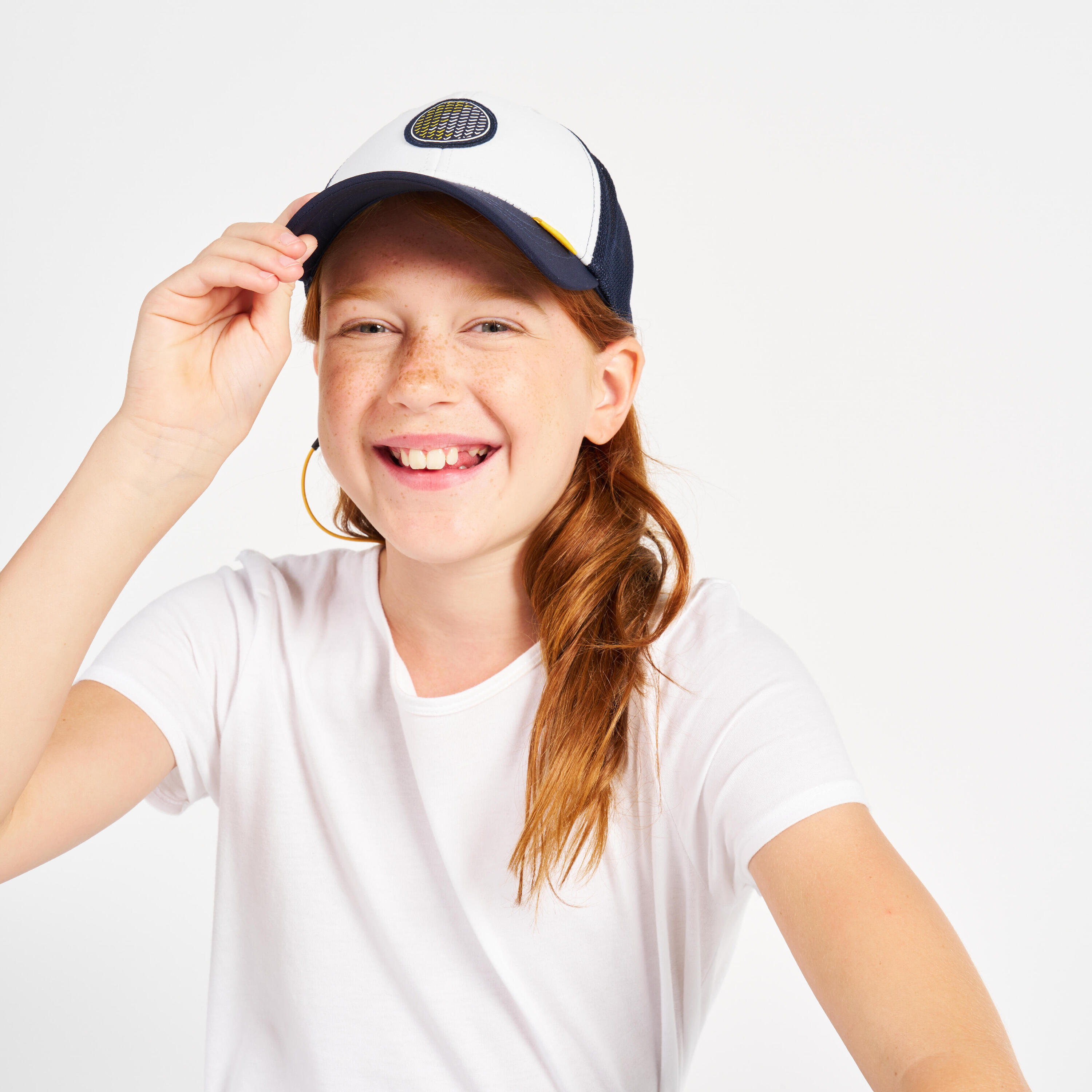 Kids' sailing cap Sailing 500 Ecru blue 11/12