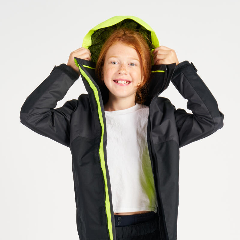 Veste de quart imperméable coupe-vent de voile Enfant SAILING 300 Gris foncé