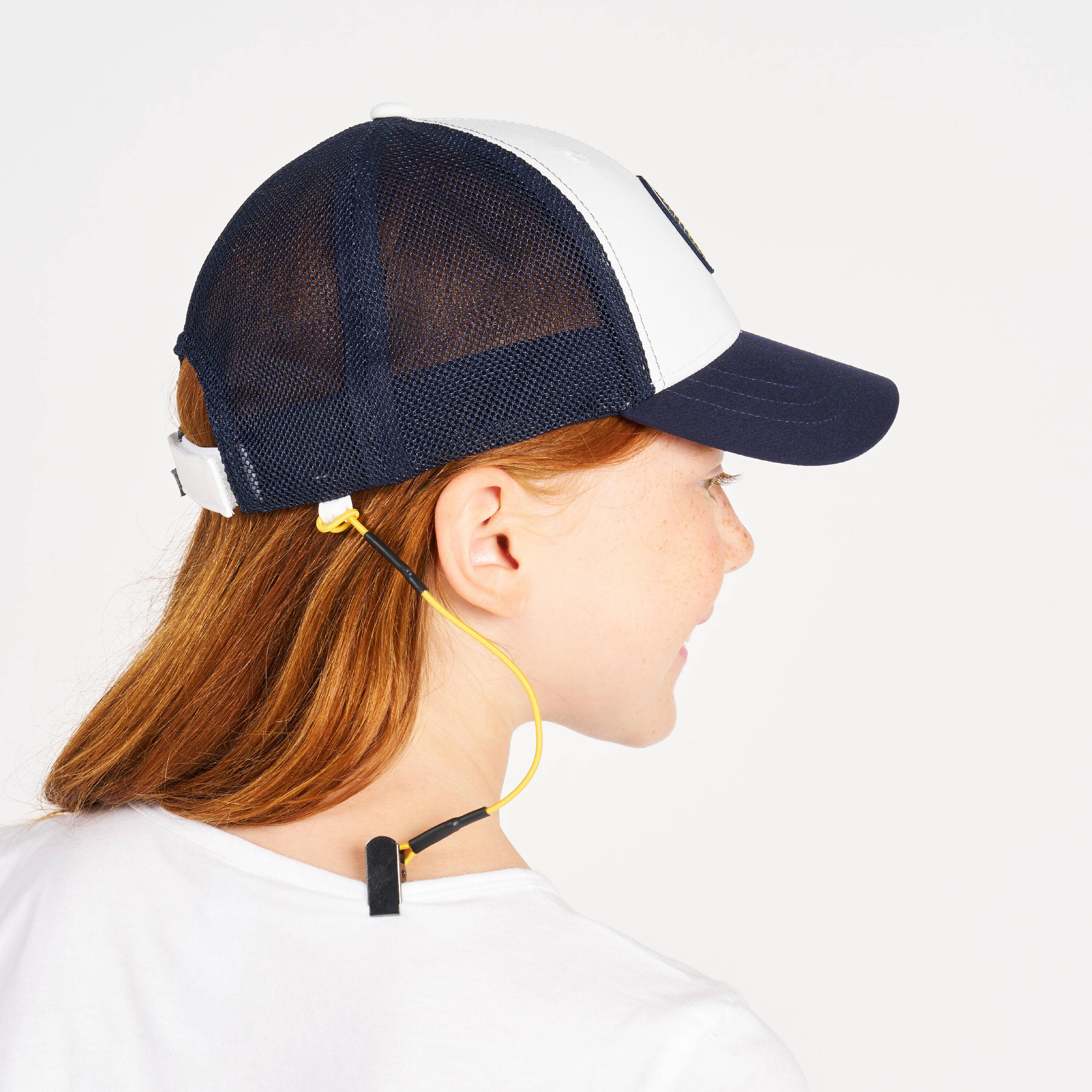 Kids' sailing cap Sailing 500 Ecru blue -  2