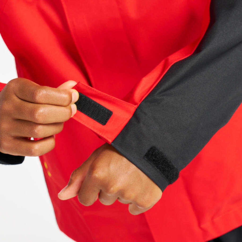 Kids’ waterproof windproof SAILING jacket 500 Red yellow