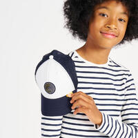 Casquette bateau Sailing 500 enfant voile Ecru bleu