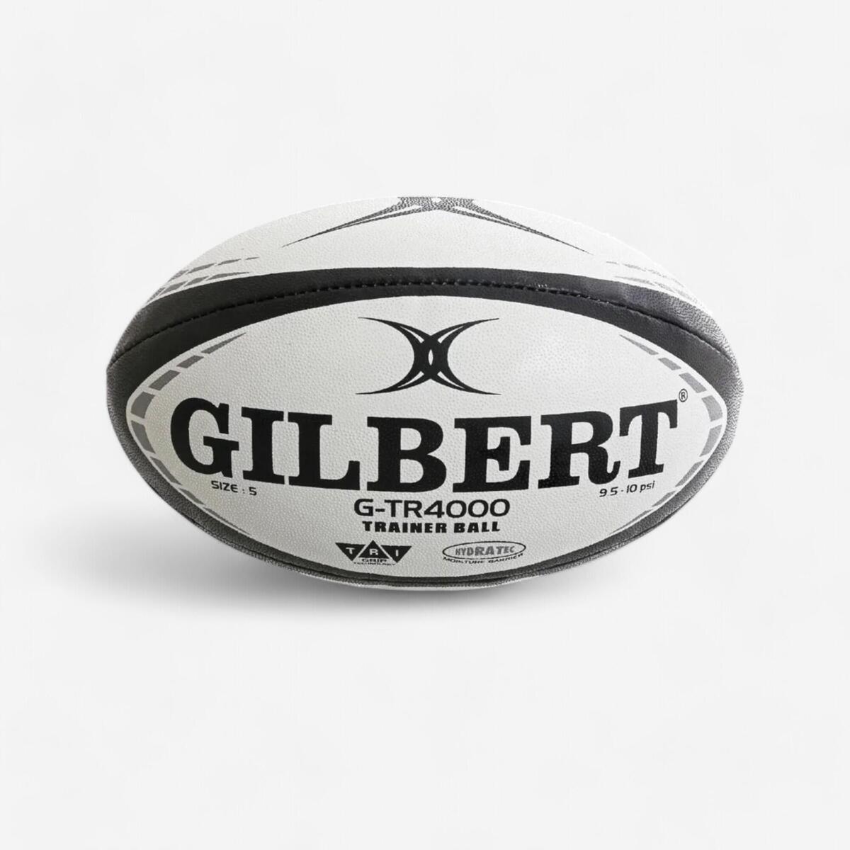 Ballon de rugby taille 5 - gilbert gtr4000 blanc noir