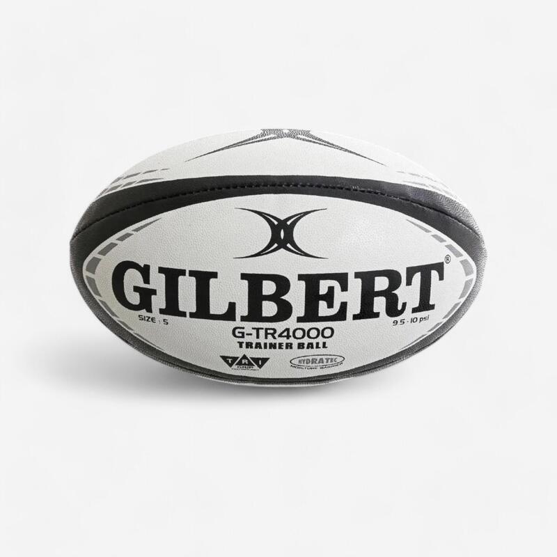 Balón de Rugby Gilbert GTR 4000 Talla 5 Blanco y Negro