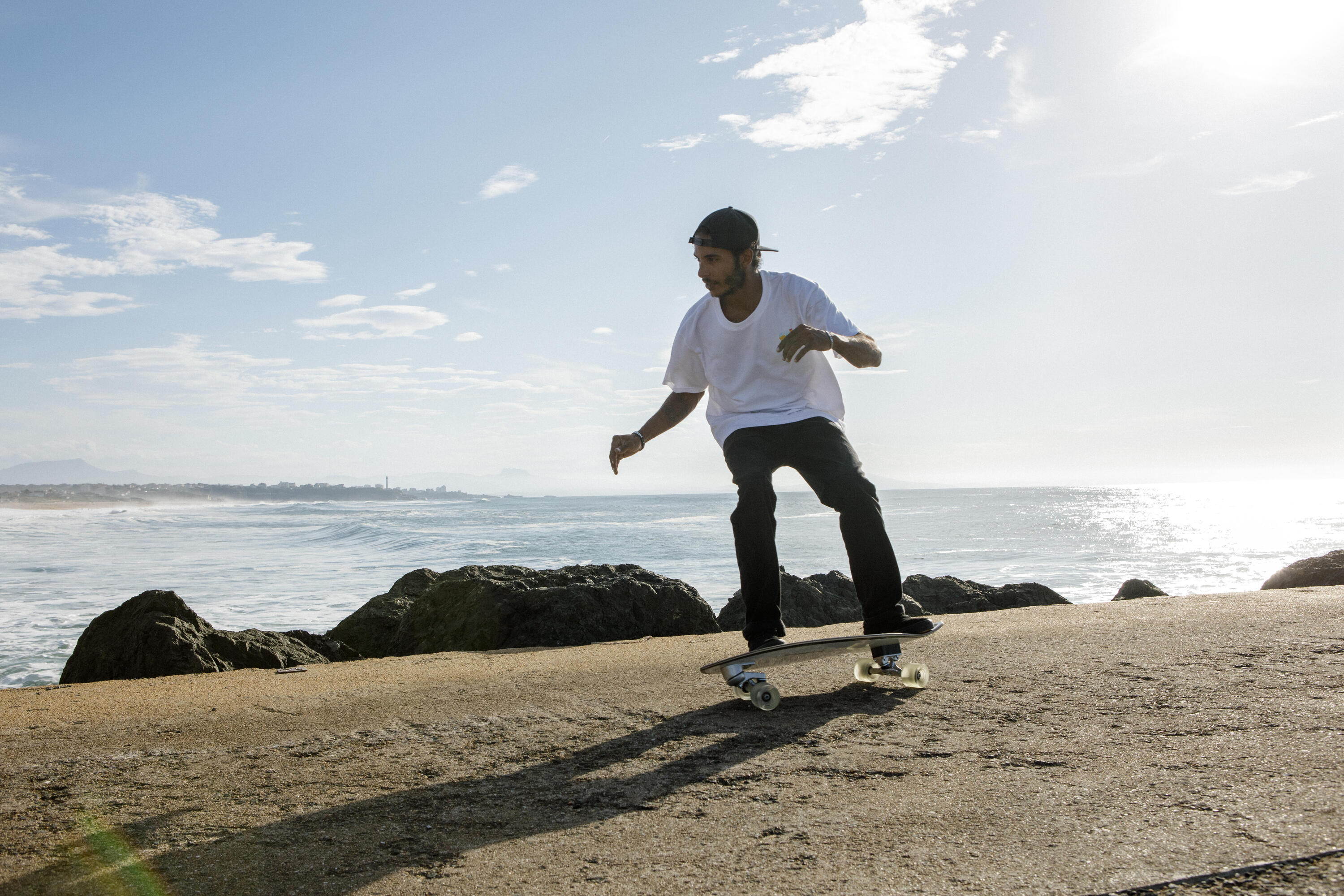 LONGBOARD SURFSKATE SURFTRAINING 34" WHITE OIL 18/20
