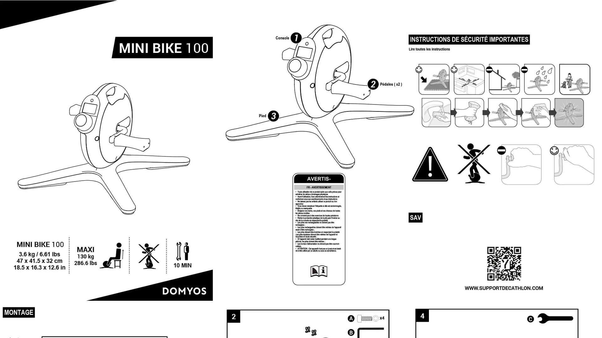minibike decathlon domyos reparação manutenção peças sobresselentes tutorial DIY