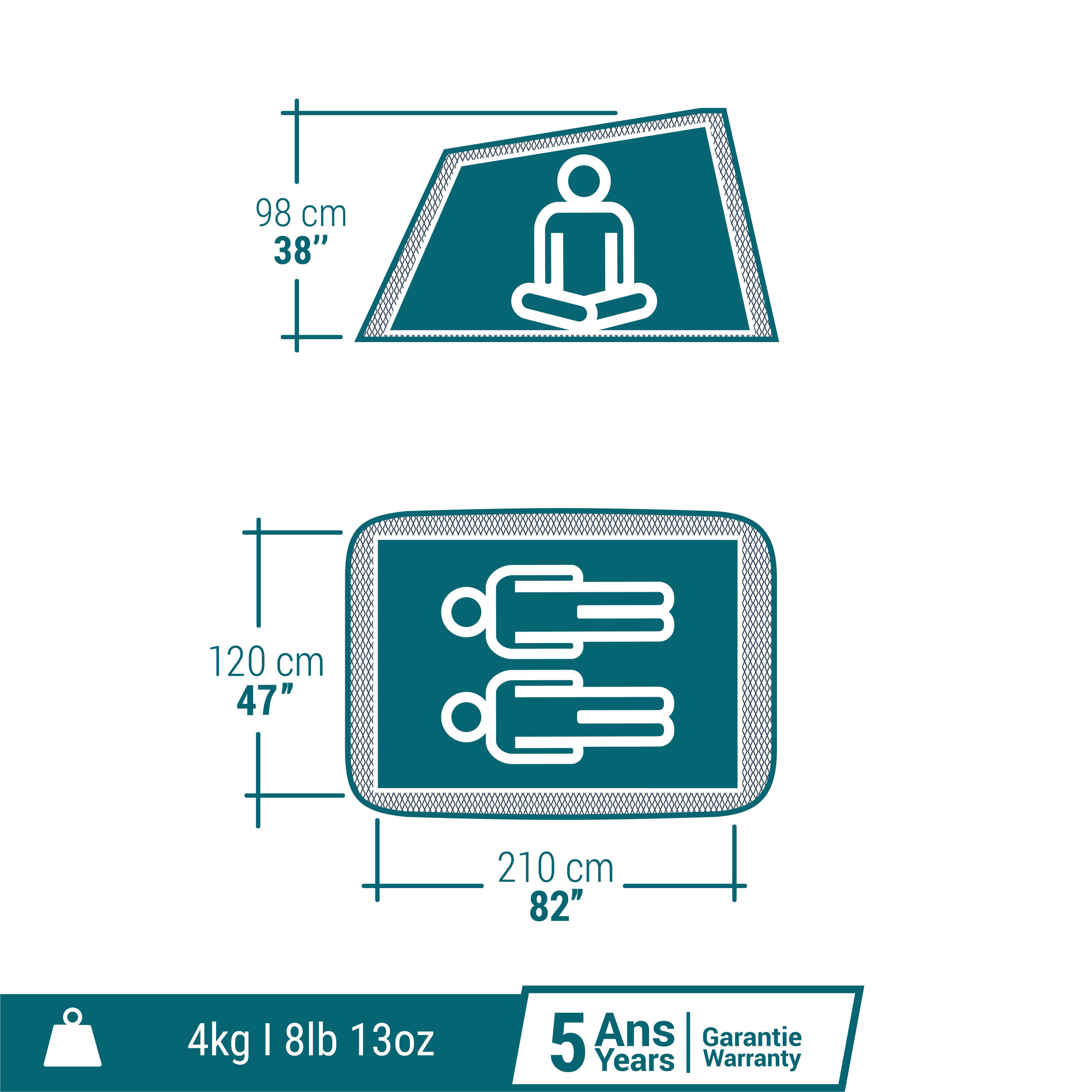 Instant 2-person camping tent, 2 Seconds Fresh & Black -  5