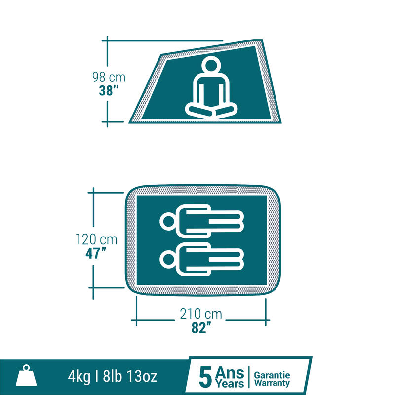Namiot kempingowy Quechua 2 Seconds Fresh&Black 2-osobowy