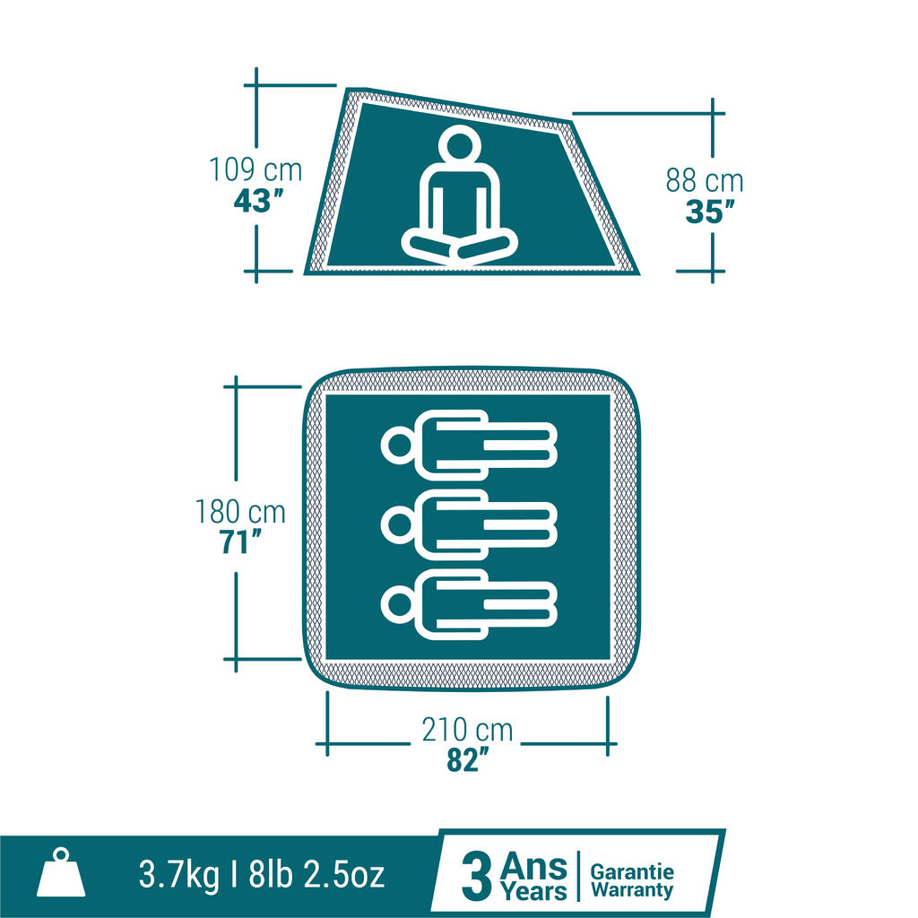 Camping tent - 2 SECONDS - 3-person