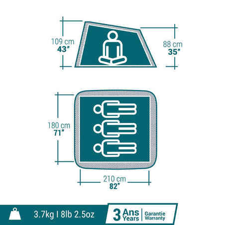 Camping tent - 2 SECONDS - 3-person