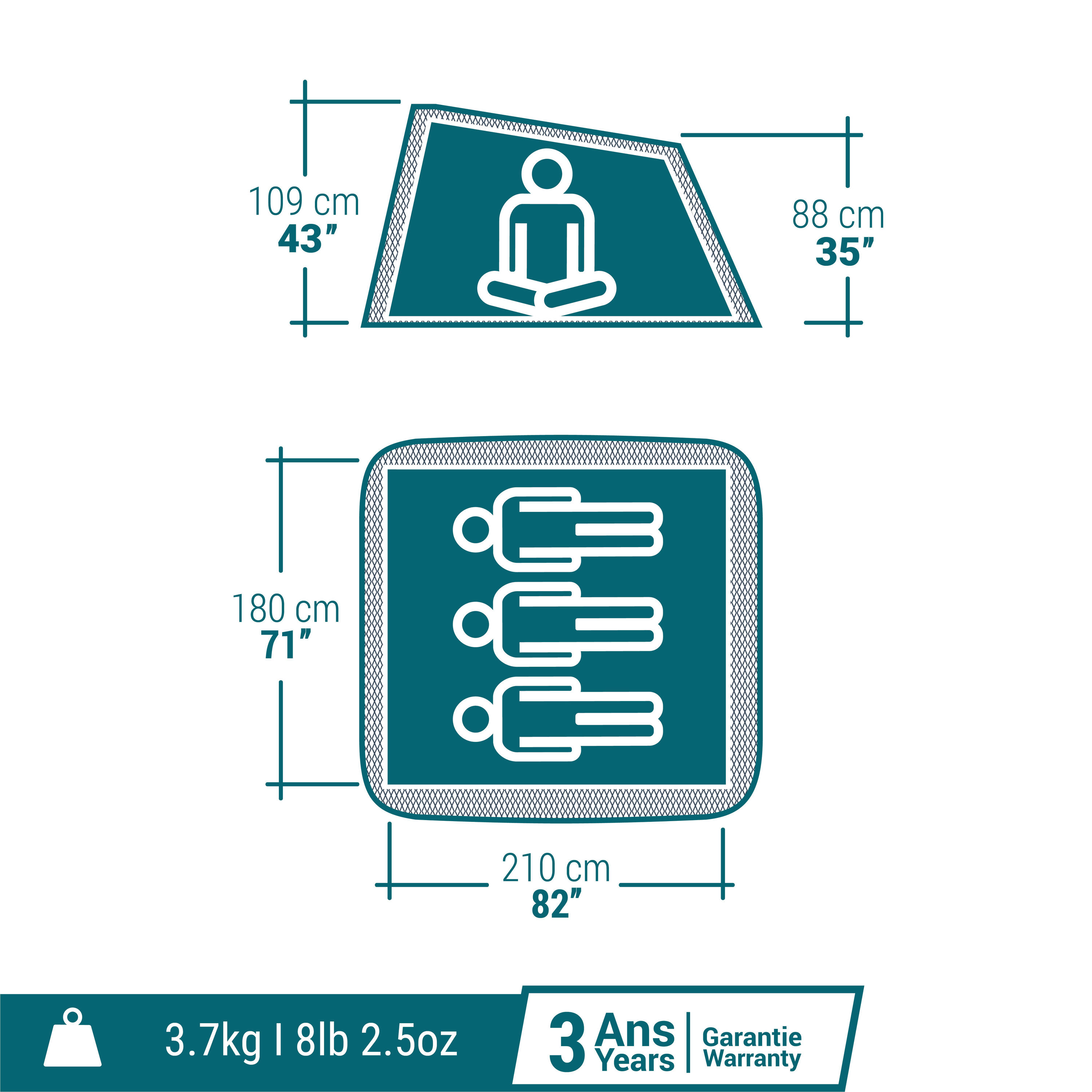 Camping tent - 2 SECONDS - 3-person 2/11