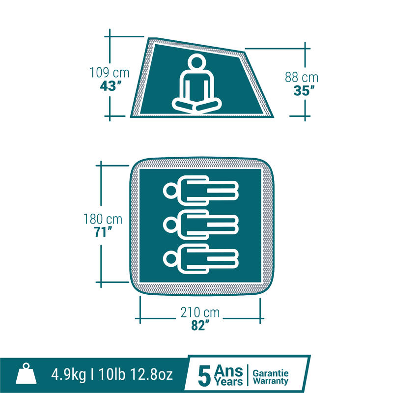Namiot kempingowy Quechua 2 Seconds Fresh&Black 3-osobowy