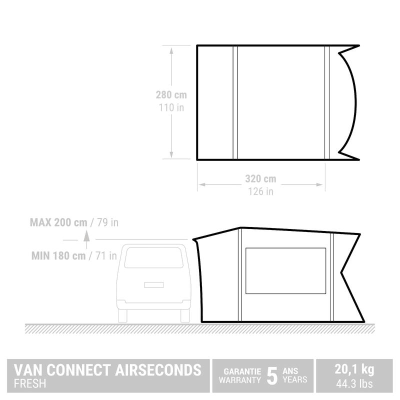 Auvent gonflable van et fourgon - Van Connect Air Second Fresh - 6 personnes