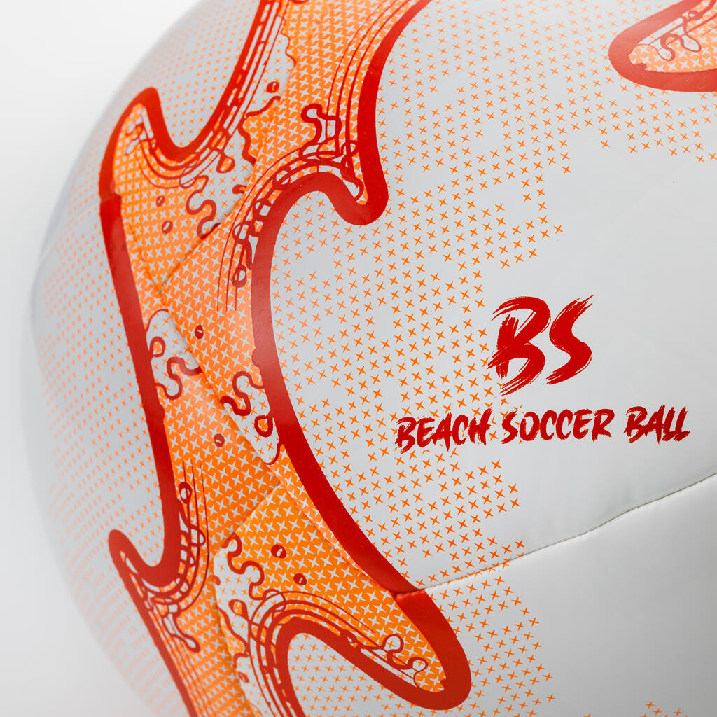 5. izmēra hibrīdā pludmales futbola bumba Light, balta/oranža