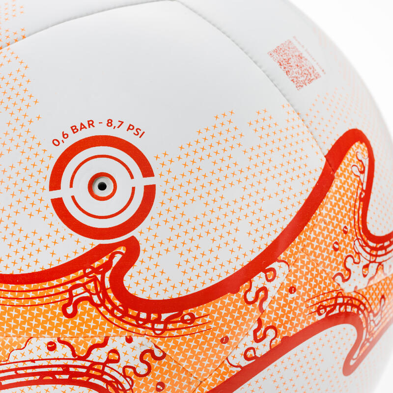 BALLON DE BEACH SOCCER HYBRIDE LIGHT TAILLE 5 BLANC / ORANGE