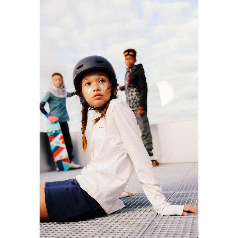 Casque roller skateboard trottinette MF500 noir bleu