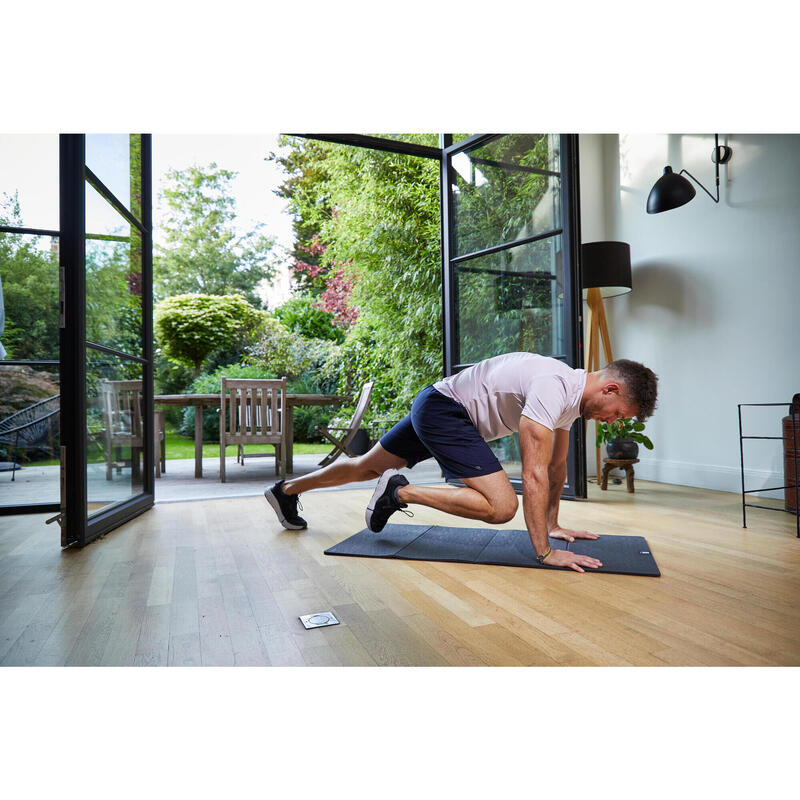 Tapis de fitness pliable résistant intérieur et extérieur épaisseur 8 mm, noir