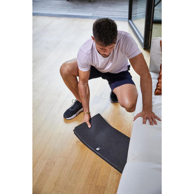 Tapis de fitness pliable résistant intérieur et extérieur épaisseur 8 mm, noir