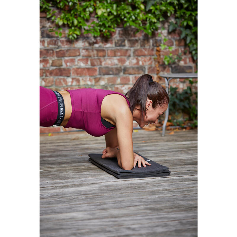 Tapis de fitness pliable résistant intérieur et extérieur épaisseur 8 mm, noir
