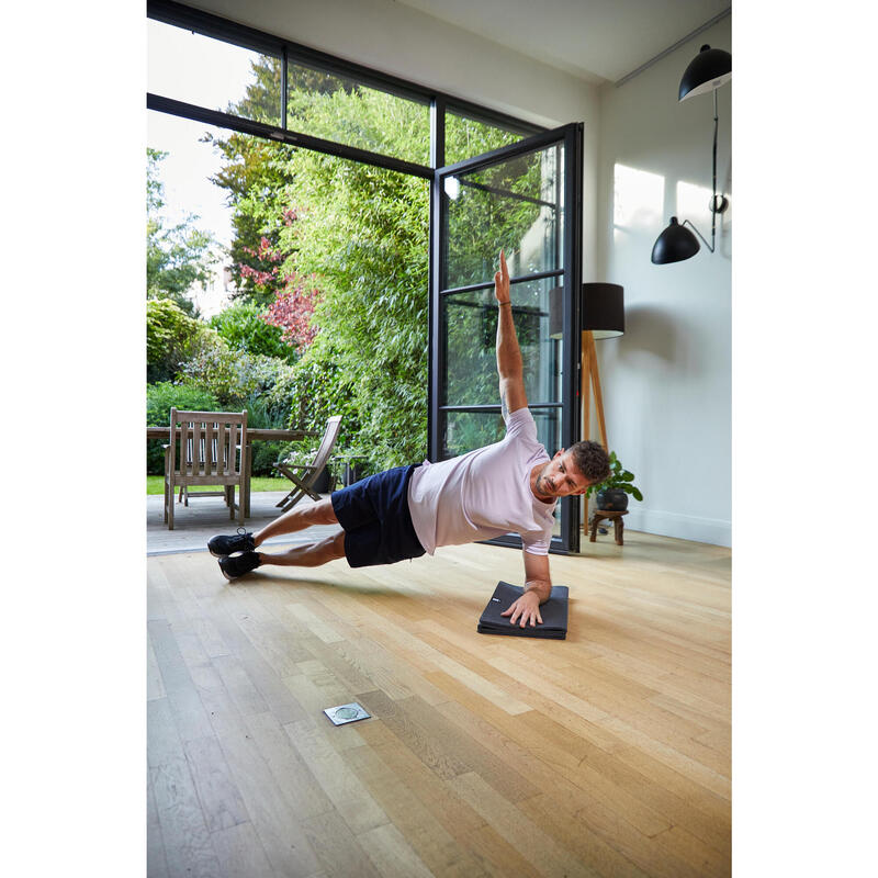 Tapis de fitness pliable résistant intérieur et extérieur épaisseur 8 mm, noir