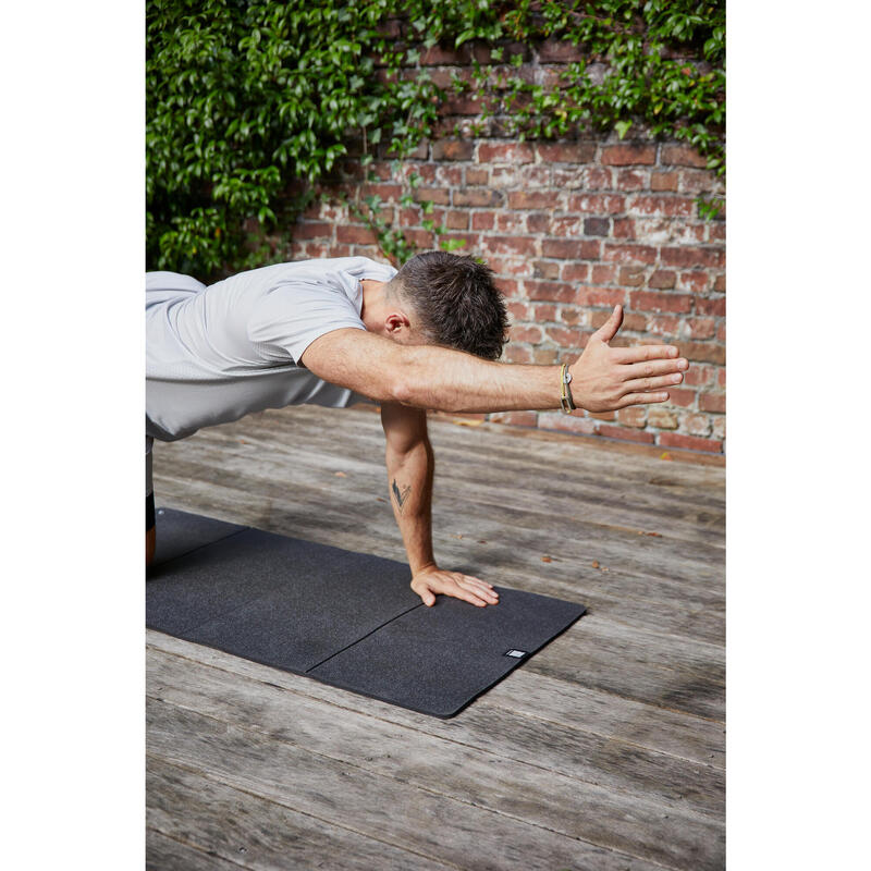 Tapis de fitness pliable résistant intérieur et extérieur épaisseur 8 mm, noir