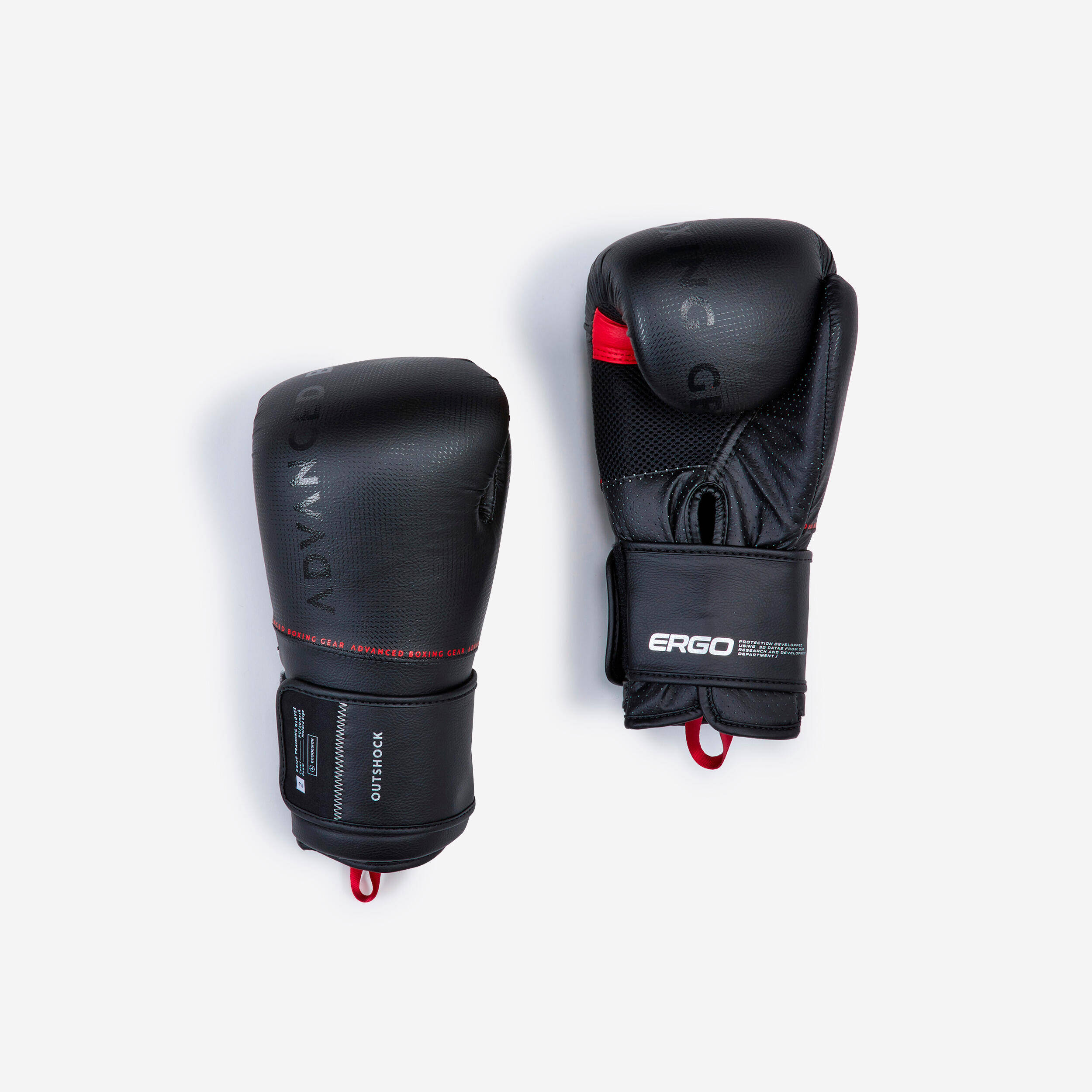 Adult Unisex Boxing Gloves with Impact Protection and Ventilated Fabric - Black