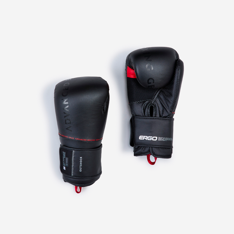 Gants de boxe avec intérieur 100% ventilé adulte, noir pour les