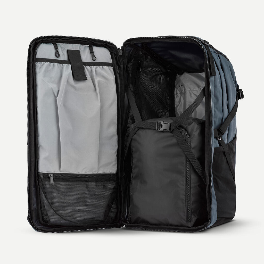 Sieviešu trekinga mugursoma ar kofera veida atvērumu “Travel 900”, 50+6 l