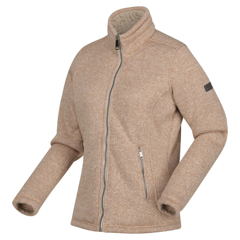 Gilet polaire sherpa col montant ecru femme