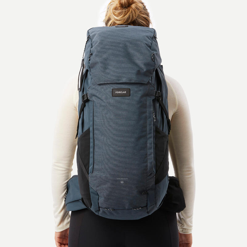 Damesrugzak voor backpacken Travel 900 50 + 6 L kofferopening